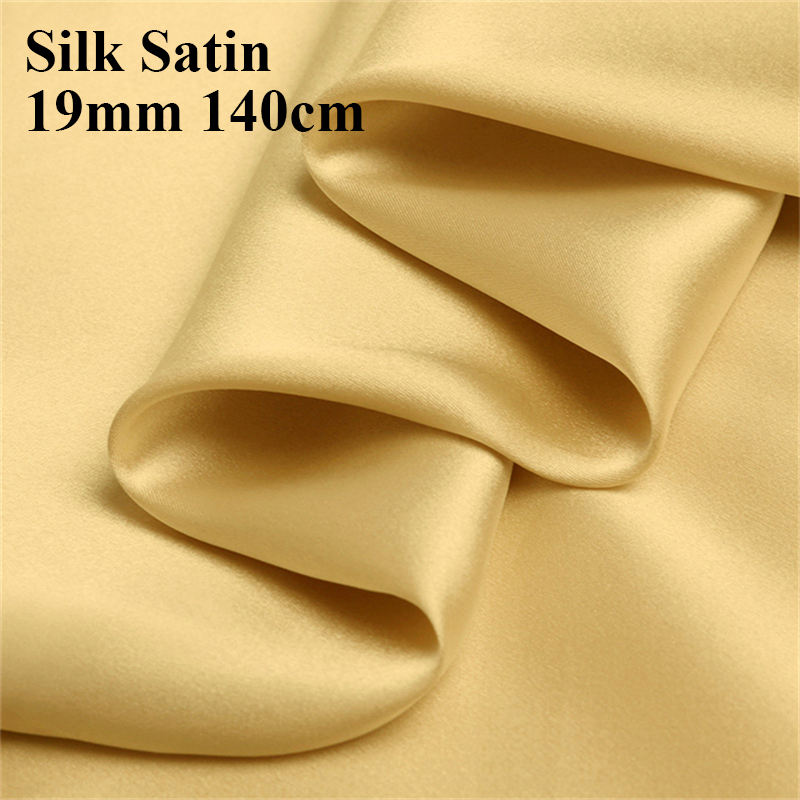 Spot 100% Pure Silk Fabric 19mm Plain Dyed Golden Charmeuse Silk Satin Fabric fo